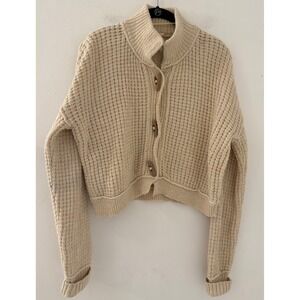Free People Womens Oversized Micah Ivory Cardigan Sweater Size Small Cottagecore